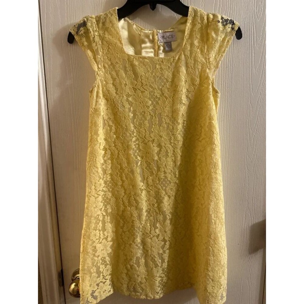 Girls Yellow Lace Children’s Place A Line Dress Size 10-12 L